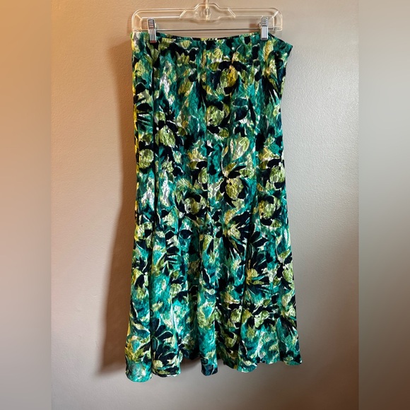JM Collection Dresses & Skirts - JM Collection Green and Yellow Maxi Fit and Flare Skirt